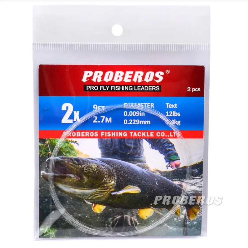 9FT 2.7m 1.0# 2pcs/bag Super Strong Japan Carbon Fiber Nylon Fly Fishing Line White clear Smooth Strong Pull Power Fishing Line