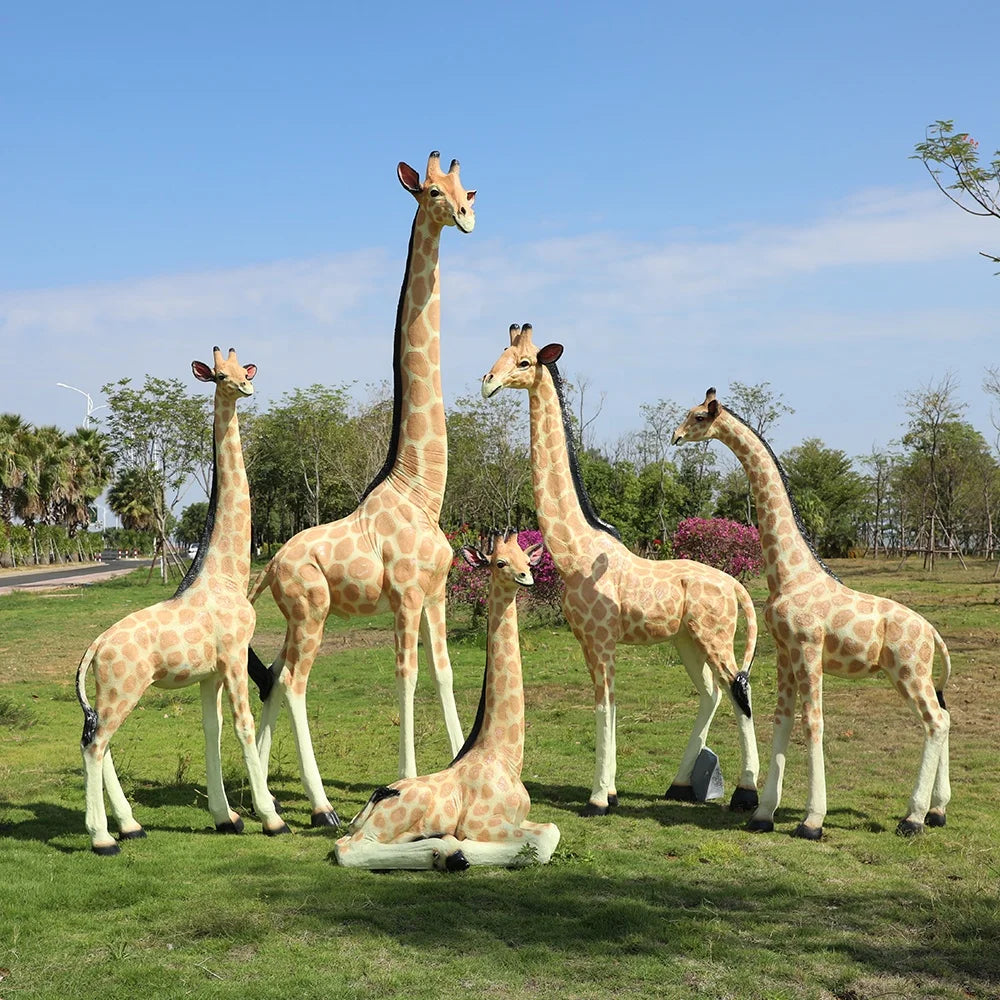 Safari Animals Statue for Rental Life Size Animal Garden Giraffe Stuff Animals Fiberglass Elephant Giraffe zebra Statue