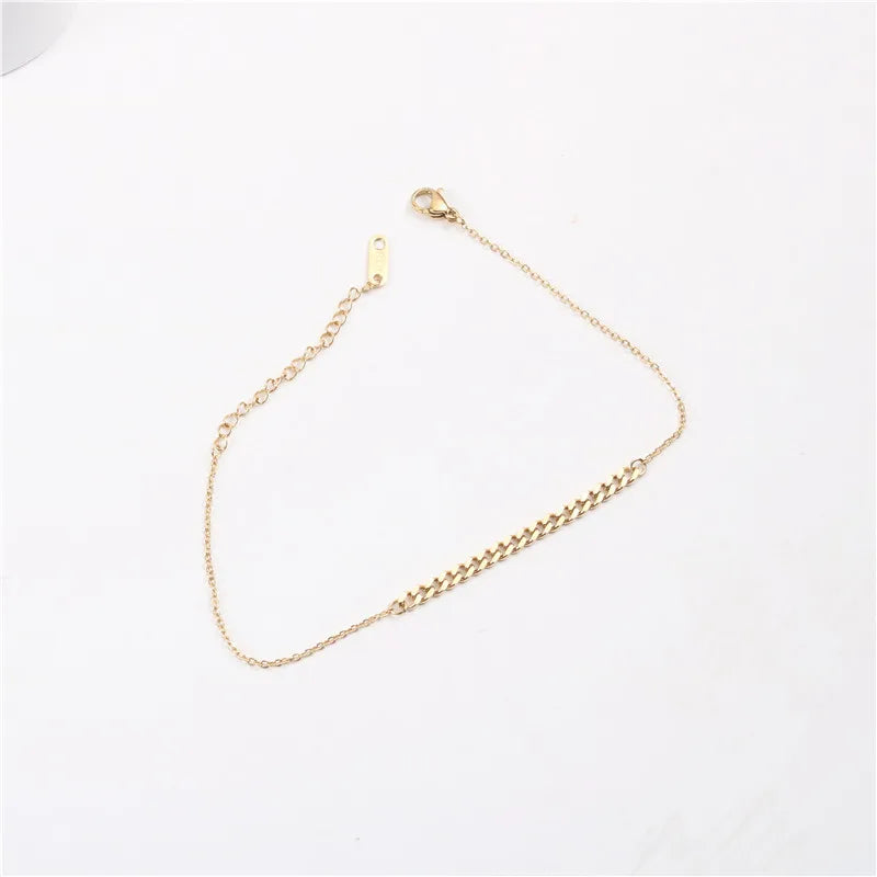 Fancy Hiphop Girls 18K Gold Plated Stainless Steel Chain Anklets for Women