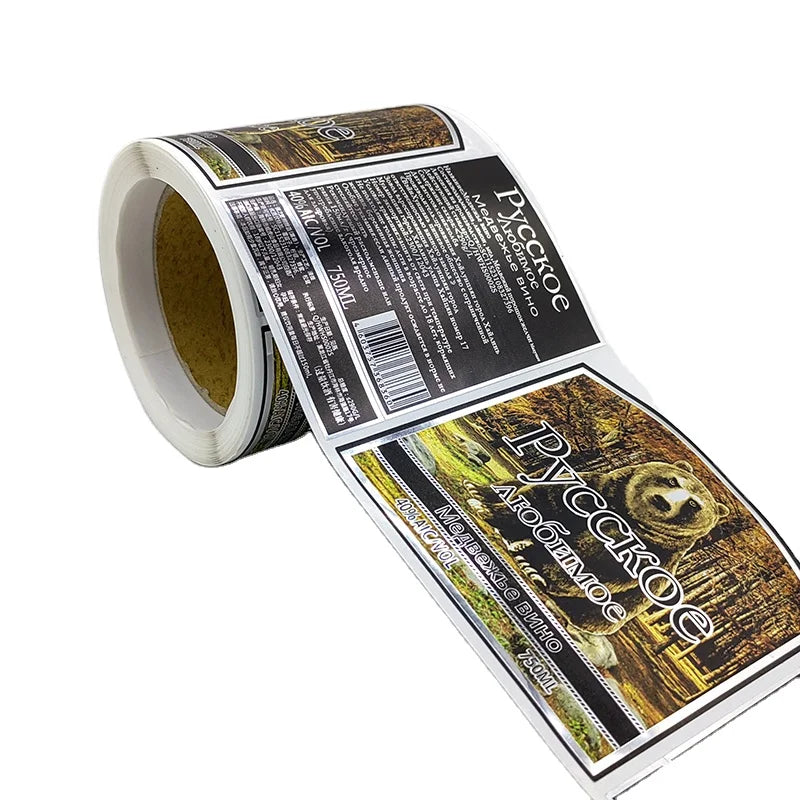 Luxury Glossy Wine Label Foil Stamping Personalized Red Wine Sticky Labels Roll