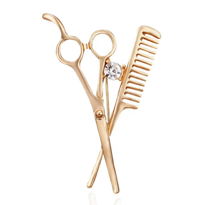 2024 Fashion Scissor Comb Custom Lapel Pin Brooch for Women Men