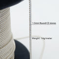1.5mm Zircon Micro 925 Sterling Silver Tennis Chain Roll by Meter Per String for Jewelry Making