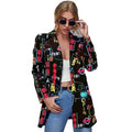 Fashion Trend Women Lapel Leopard Print Long Sleeves Suit Jacket Elegant Fall Winter Office Lady Cardigan Slim Blazer