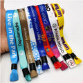 Promotional Adjustable Plastic Locks Clip Polyester Party Rpet Bracelet Printed Custom Festival Woven Event Fabric Wristband