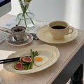 Solhui  Original Homemade Ins Style Korean Embossed Lace Ceramic Plate Creative Breakfast Plate Dessert Cream Plate