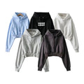 Latest Women's Oversized Crop Hoodie Custom Logo Long Sleeve Top with Zip Collar 100% Cotton Long Sweatshirt