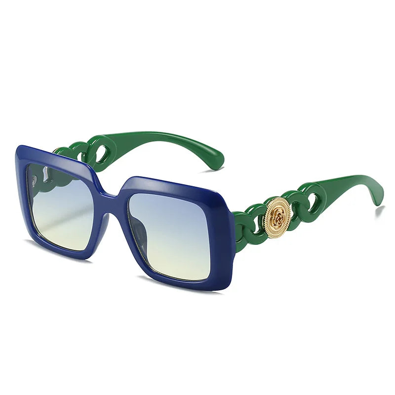 GWTNN OEM Lunettes Fashion Hollowed-out INS Vintage Square Modern Twist Leg Design Chain Sunglasses