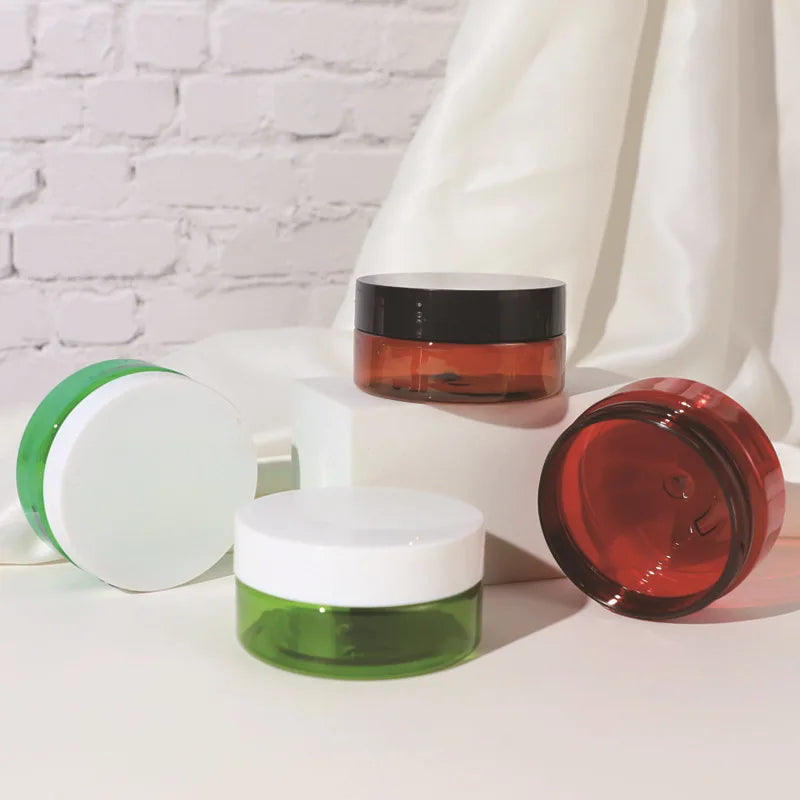 3oz 80ml Green Amber PET Plastic Single Wall Jar with 89-400 Neck Finish Low Profile Cosmetic Jars Skincare Products Packaging