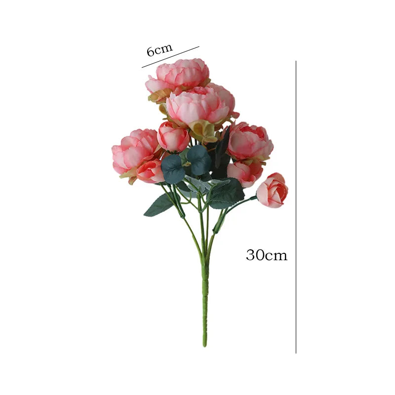 5 Head High Quality Manufacturer New Peony Artificial Bundle with 5-fork for Wedding Hotel Stage Decoration