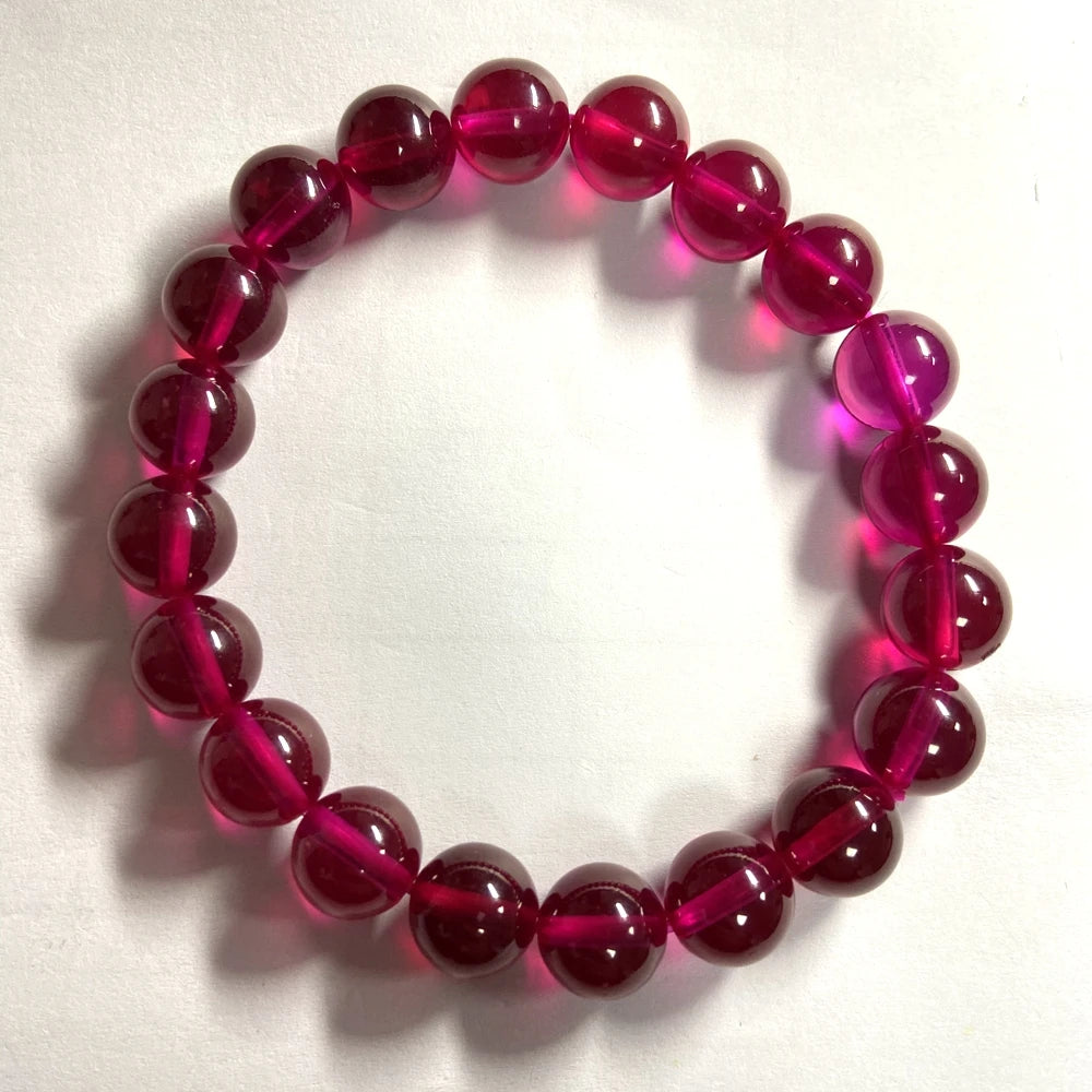 HQ GEMS 6mm 8mm 10mm 12mm Beads Synthetic Ruby Drill Hole Red Corundum Ruby Loose Beads Bracelet