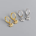 Fashion Trendy Crown Pendant Zircon 18k Gold 925 Sterling Silver Fashion Hoop Earrings for Women