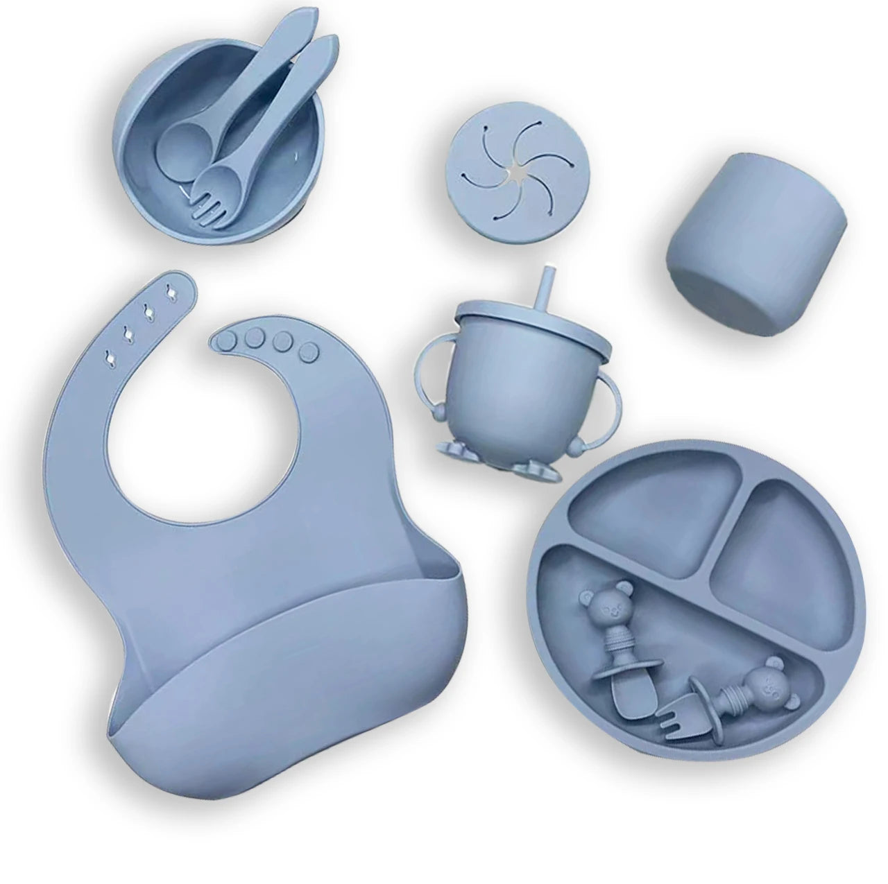 Wholesale Supplies Tableware Baby Feeding Set BPA Free Tableware Suction Dish Bowl Plate Divided Silicone Baby Feeding Set