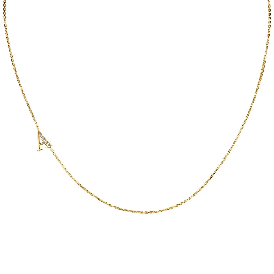 Nagosa Dainty 925 Sterling Silver Cz Women Jewelry 14k 18k Gold Vermeil Capital a Initial Side Way Necklaces