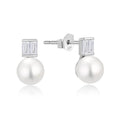 New Trendy S925 Sterling Silver Square Zircon Pearl Earrings Fine Jewelry For Women Valentine'S Day Gift