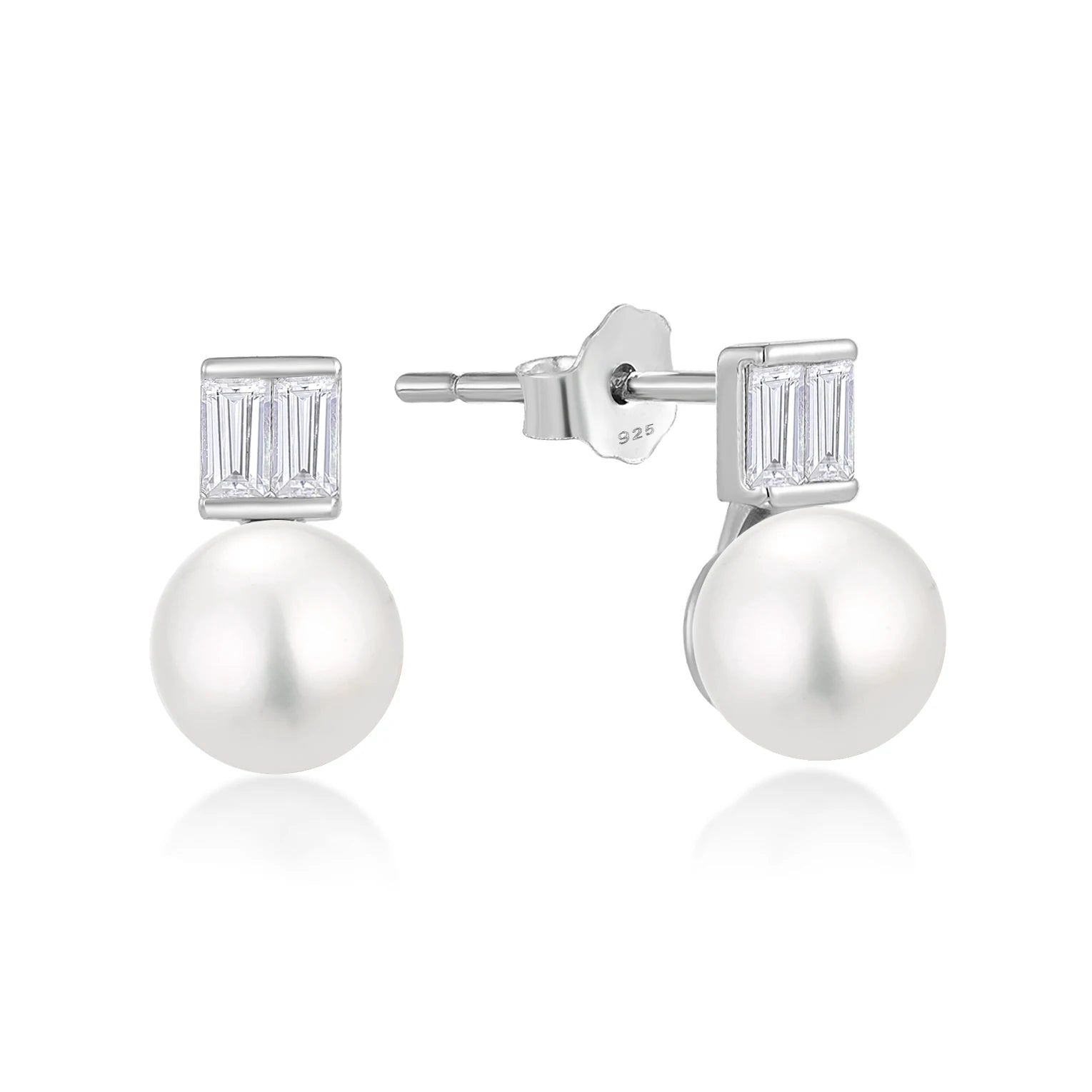 New Trendy S925 Sterling Silver Square Zircon Pearl Earrings Fine Jewelry For Women Valentine'S Day Gift