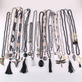 Women Black Series Necklace 20pc Different Design Mix Natural Stone Necklace Crystal Glass Arrow Tassel Necklace Jewelry Set