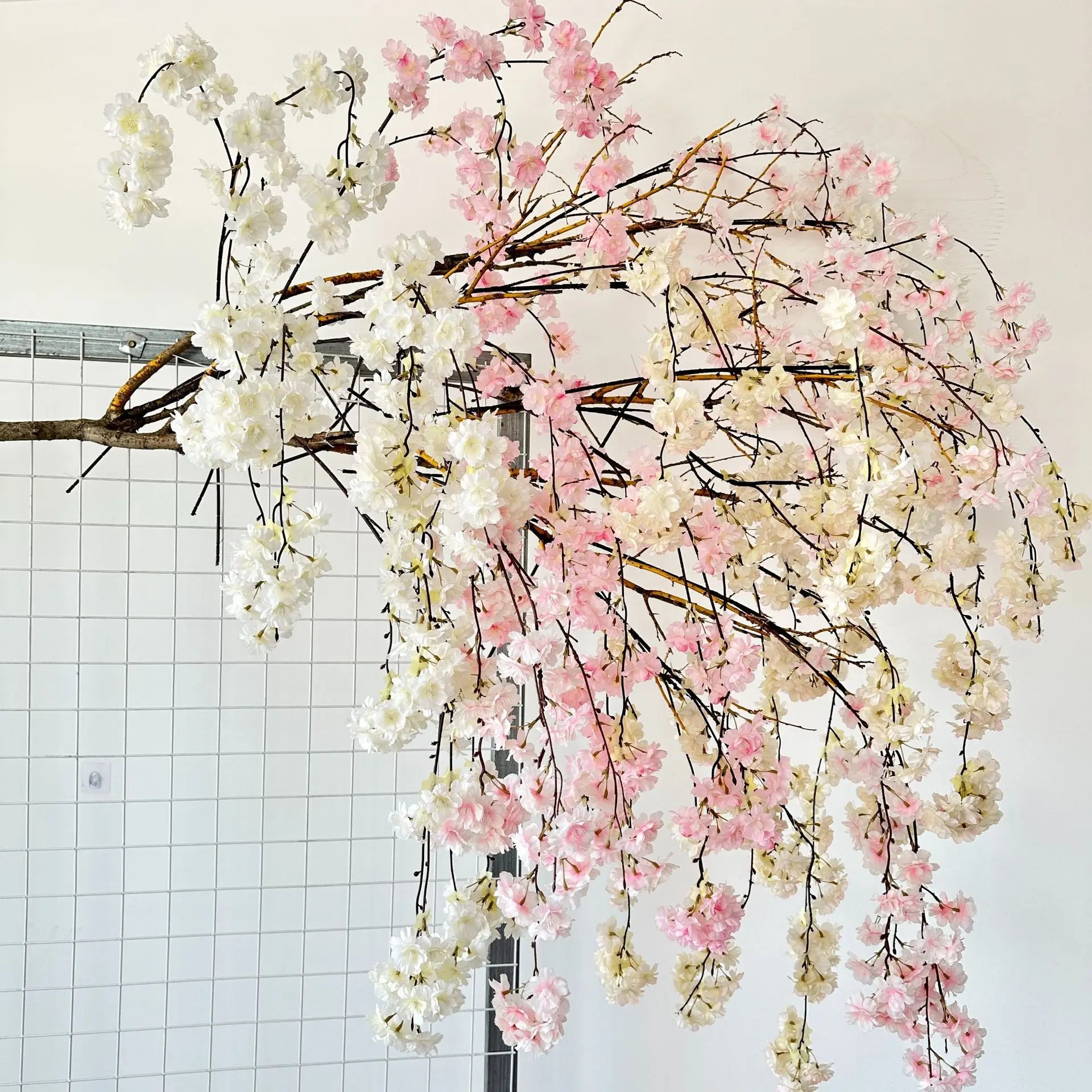 Manufacturers Supply Home Decoration Pure Hand-made Silk Flower Artificial Hanging Waterfall Cherry Blossom Artificial Flower