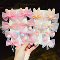 8pcs/set Candy Color Hair Bows Flower Clips Organza Lovely Hairpins Children Hairpin Princess Girl Hair Accessories Clip Set