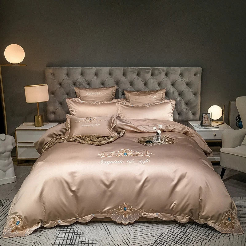 OEM Luxury Brand Home Duvet Covers Complete Bed Sets Comforter 100% Silk Bed Sheet