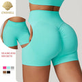 CNSHELL Custom Logo Nylon Seamless Scrunch Butt High Waist Tight Yoga Fitness Workout Gym Sports Shorts
