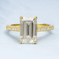 Factory Wholesale New Style Bling 14k Yellow Gold Filled 4ct Emerald Diamond Moissanite Ring