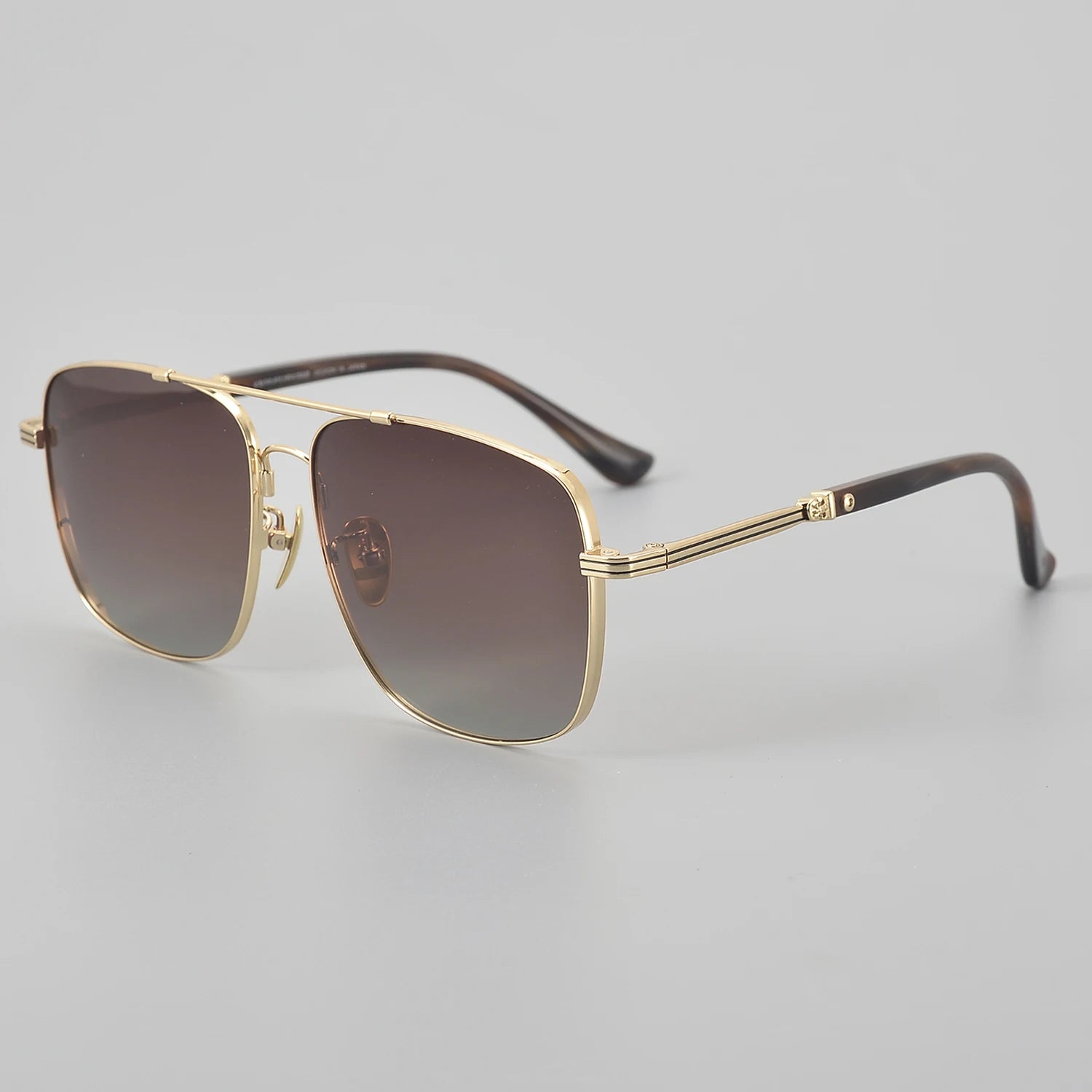 Unisex Business Pilot Sunglasses  Brand UV400 Glass Lenses Custom Logo Black Titanium Frame Marble Style Available Brown Blue