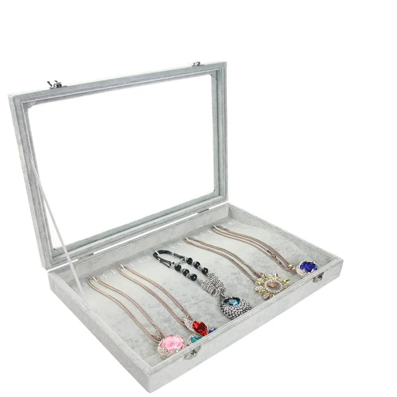 Jewelry Packaging Boxes with Clear Lid Removable Jewelry Display Tray Locked Jewelry Box