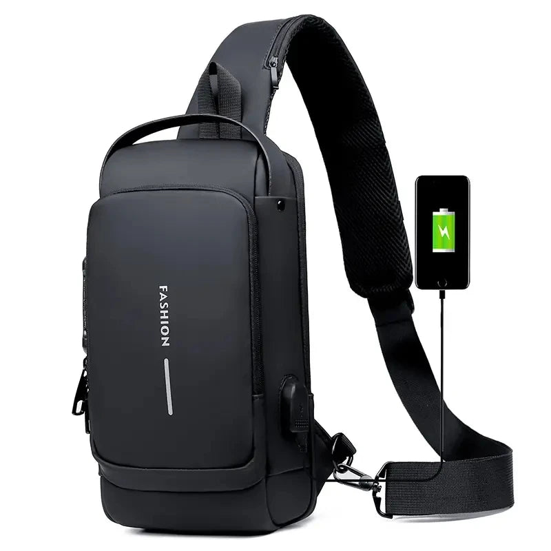 Custom Hikinng Multifunction Phone Fanny Pack Sport Waterproof Waist Bags Anti Theft USB Sling Crossbody Bag Chest Bag for Men