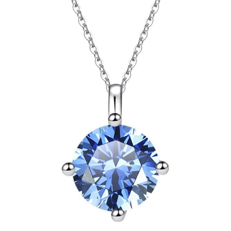 925 Sterling Silver Necklace With Moissanite Premium Stone Pendant Classic Style for Wedding Party Engagement Silver Plated