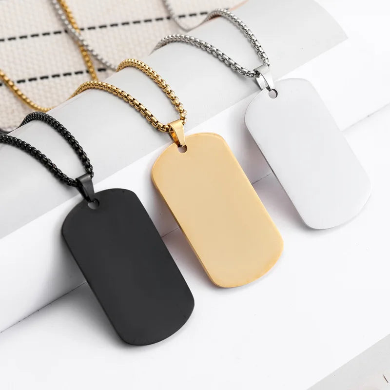 Custom Engrave Logo Stainless Steel Men's Collar Necklace Personalized Jewelry Free Laser Photo & Logo Chains Pendant Necklace