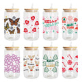 12oz 16oz 20oz 24oz Glass Libby 3D Effect Waterproof No Heat Cans Mugs Uv Transfer Sticker Uv Cups Wraps Decals