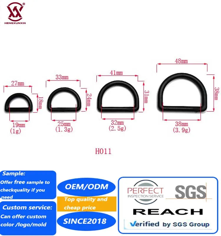Manufacturer Removable Plastic the D Ring Buckles Loop Strap Slider Buckle Flat D-ring for Bag Backpack Accessories