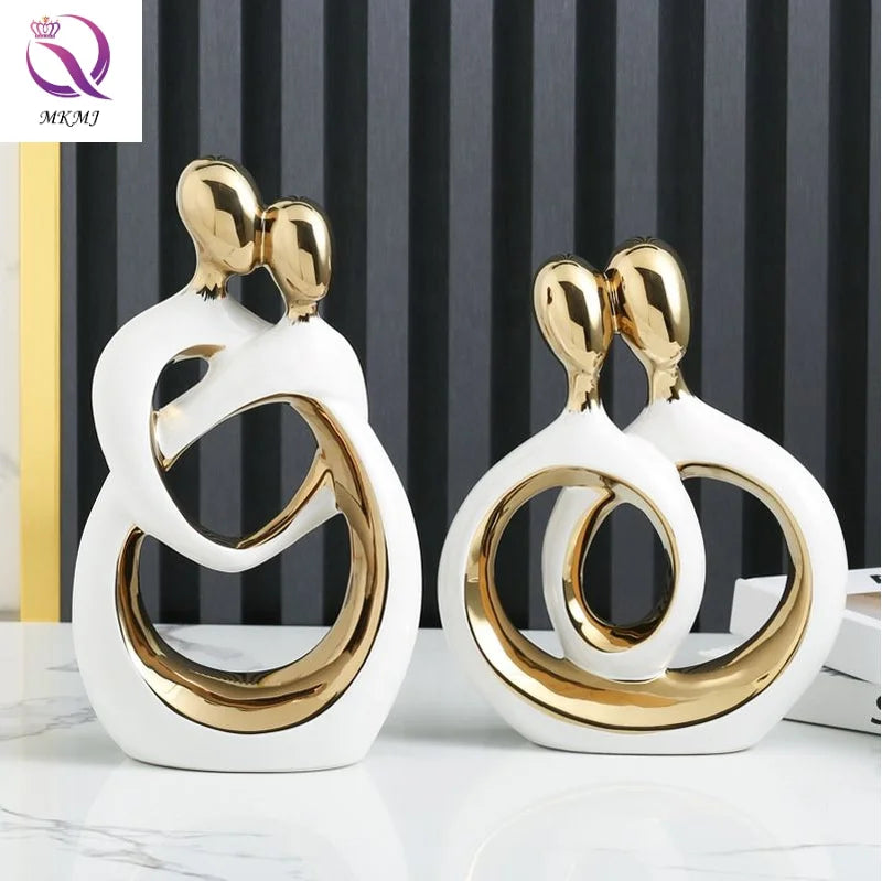 Modern Minimalist Couple Figurines Creative Warm Home Decor Living Room Crafts Bedroom Decoration