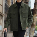 2024 Spring and Fall Lapel Jacket Men's Cargo Casual Loose Fleece Coat Men's Coat Coat Sense of Autumn Wear
