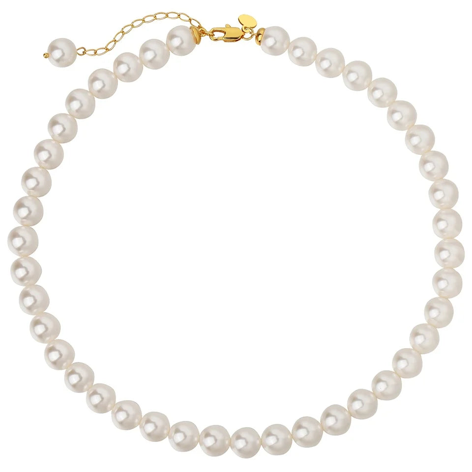 Premium 10mm Bright White Gray Champagne Milky White Round Pearl Necklaces Women Jewelry Mother's Day Gift Customized