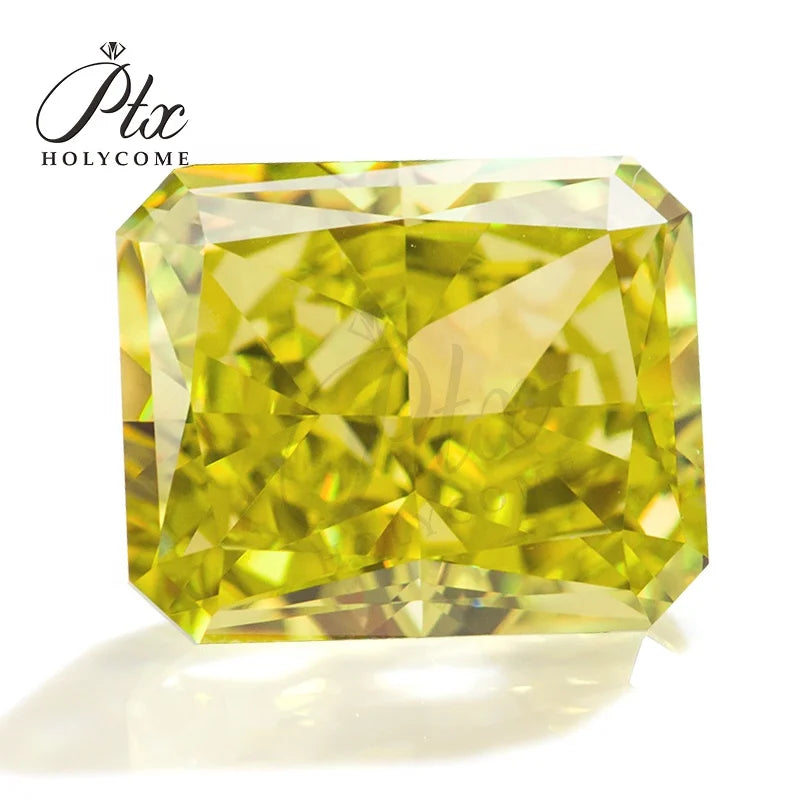 HOT Sale Lemon Yellow Color Ice Crushed Cut Radiant Cubic Zirconia Stock Chart Gems Jewelry Making Cubic Zirconia