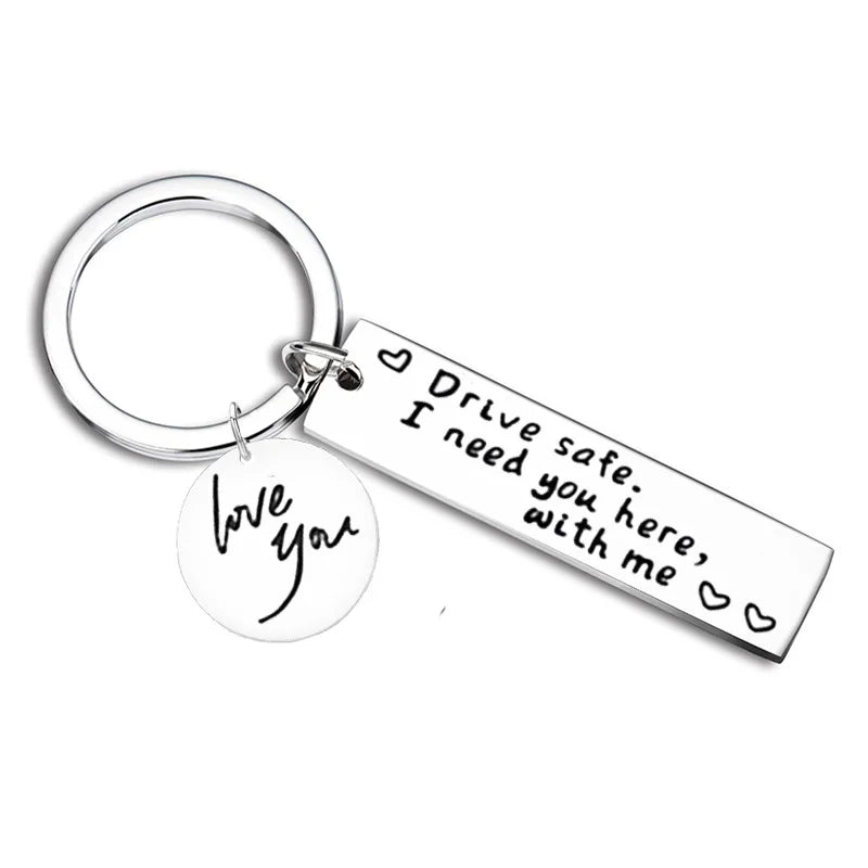Firefighter New Driver Gift for Her or Him Blank Laser Engraving Keychain Black Drive Safe I Love You Key Ring Key Chain