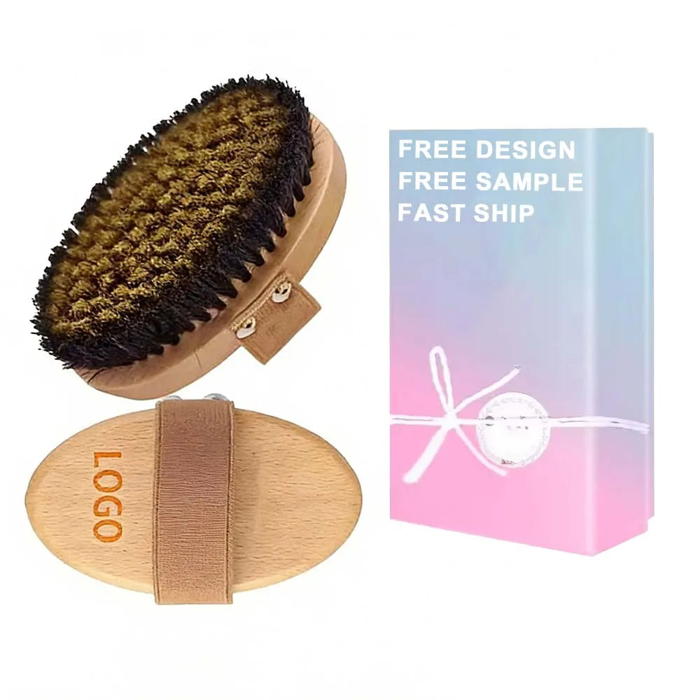 Custom Logo Body Brush Copper Dry Brush Body Brush Shower With Ion Charged Bristles Dry Exfoliating Body Brush Reduce Stress