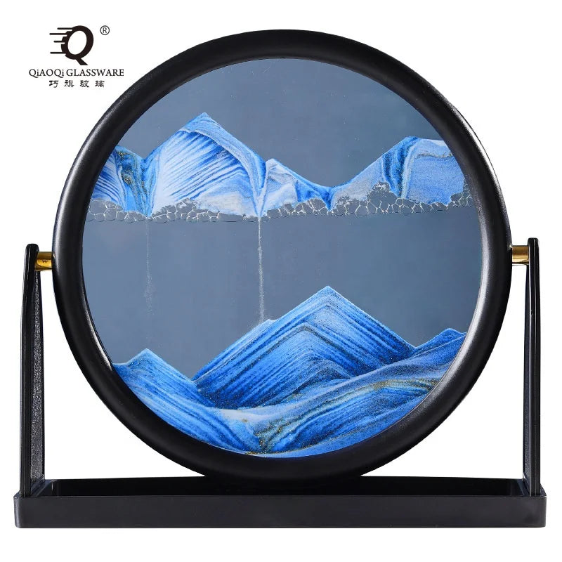 Modern Birthday 3D Glass Hourglass Deep Sea Landscape Customizable Color Eco-friendly Customizable Size Moving Sand Art Home