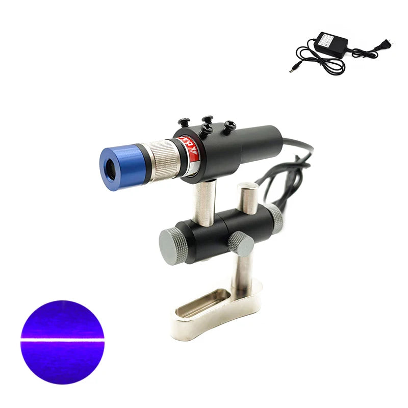 High Power Compact Mini Adjustable Focusing D18mm 405nm 100mw 200mw Blue Violet Line Laser Module With Bracket+Power Supply