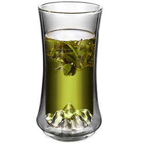 Novelty Design Japanese Style Fuji Mountain Shape Double Wall Glass Tea Cup Double Walled Tea Glass With Fuji Mount