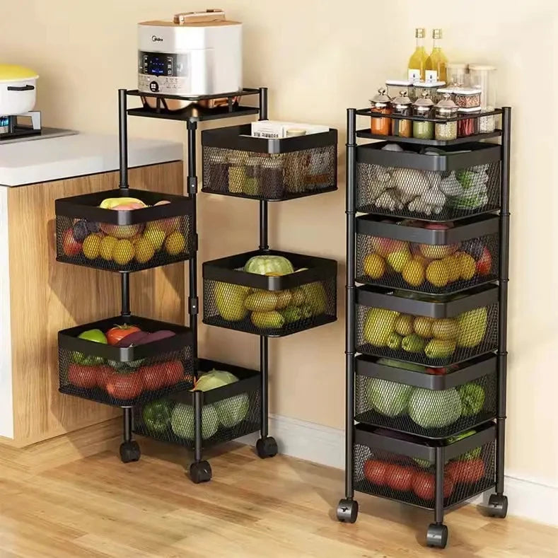 Multilayer Bathroom Rotating Storage Rack Kitchen 2/3/4/5 Tier Floor Round Vegetable Fruit Storage Shelf Rack