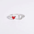 Fashion Red Heart Open Silver Plated Ring LOVE YOU Fashion Girls Jewelry