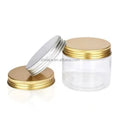 Sealed Wide Mouth 30g 50g 60g 100g 4 Oz 6 Oz 8OZ 250g Slime Whipped Body Butters Scrub clear Jar with Metallic Gold Screw Lid