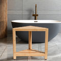 Modern Luxury Corner Beautiful Teak Storage Shelf Bamboo Wood Step Seat Bench Shower Stool and Foot Rest for Shaving Leg Bedroom