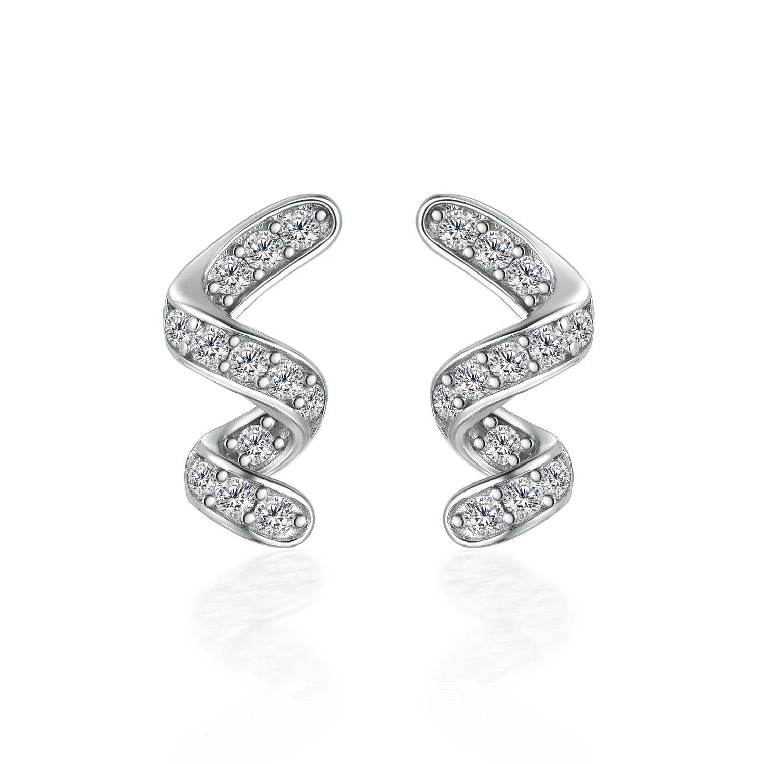 Free Tarnish Zircon Rhodium Plated 925 Sterling Silver Fashion Stud Earrings