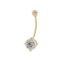 Belly Rings 14K Solid Yellow Gold Wedding Belly Navel Ring Piercing Jewelry Round CZ Screw Button Body Jewelry
