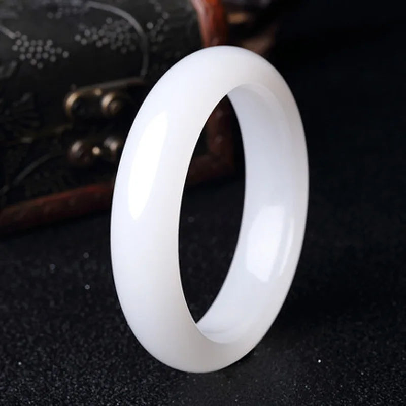 2021 Fashion Elegant Natural White Jade  Wholesale Light White Jade  Bangles for Women Gift
