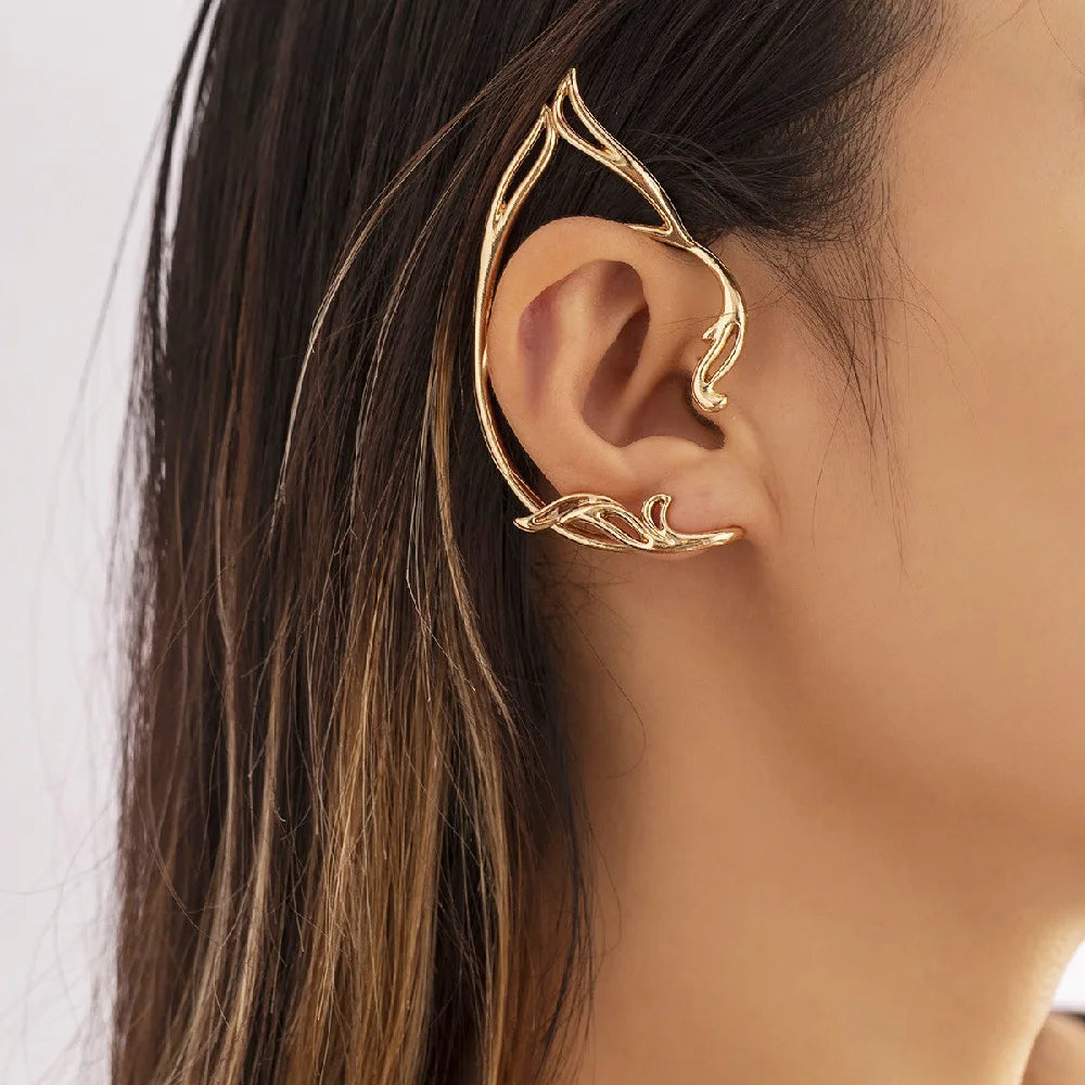 European American Simple Hollow Punk Earring Studs Sweet Cool Ear Cuff Earrings All-match Gothic Elf Ear Cuffs