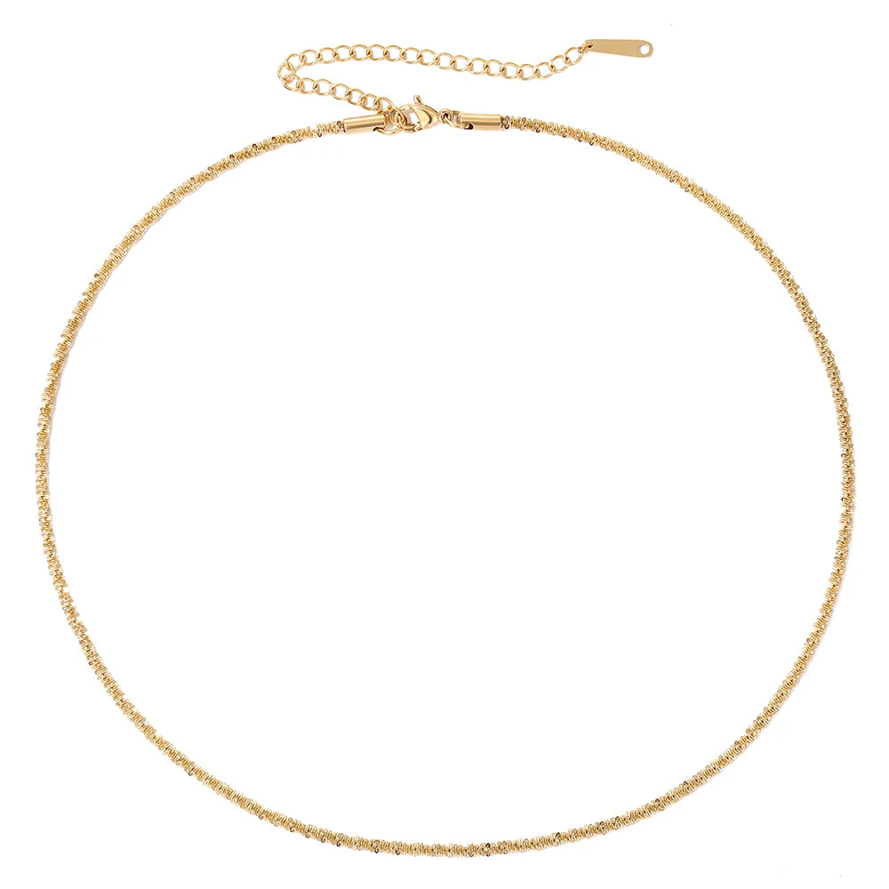INS 50CM Titanium Steel Gypsophila Chain Choker Necklace 14K Gold & 2.4MM Wide Stainless Steel Cauliflower Link Chain for Gift